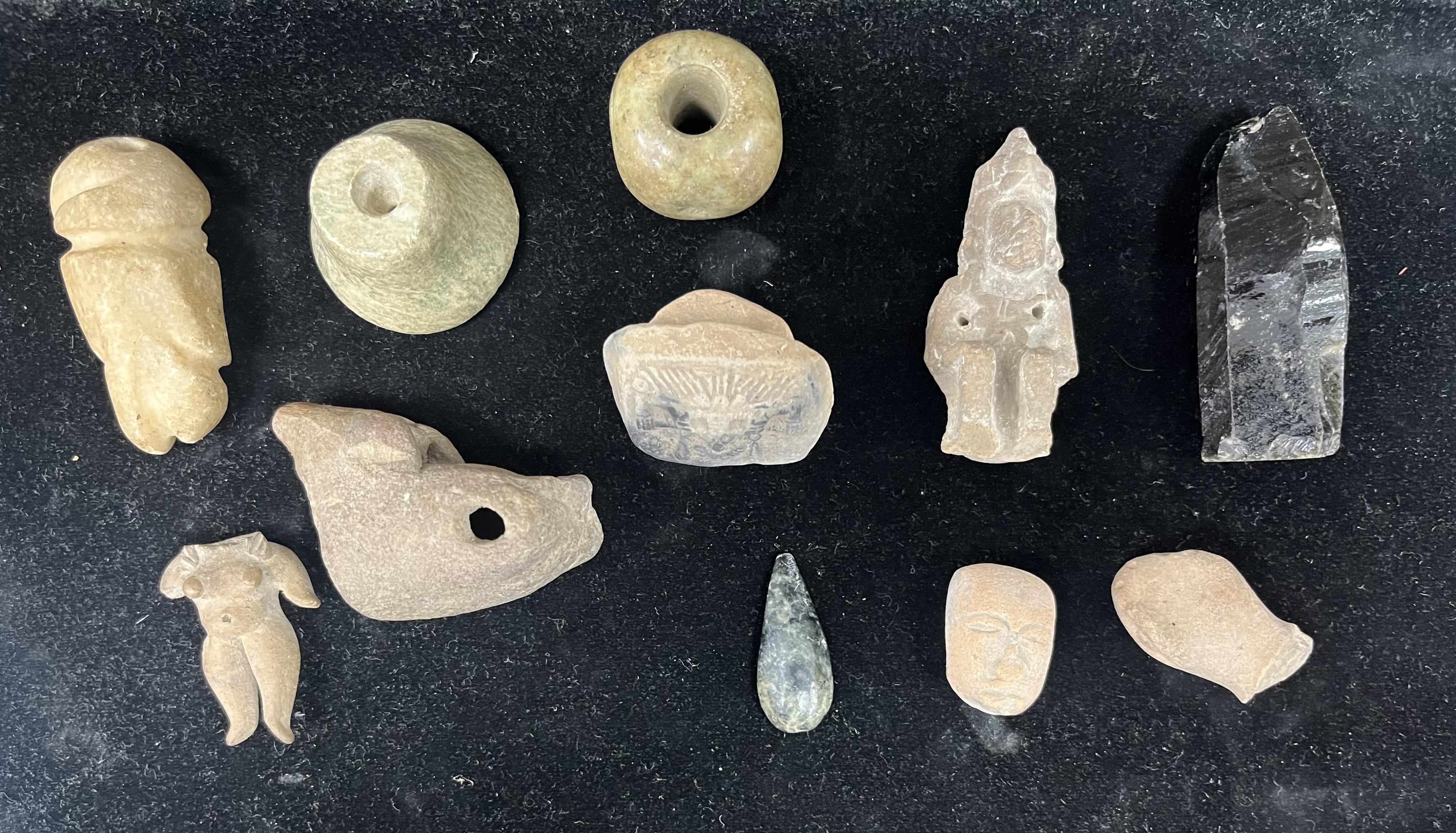 A group of pre-Colombian terracotta objects and two jadeite objects, Mexico
